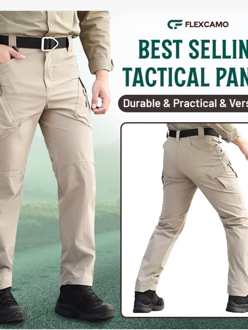 Flexcamo Men’s Tactical Pants — Khaki 34x32